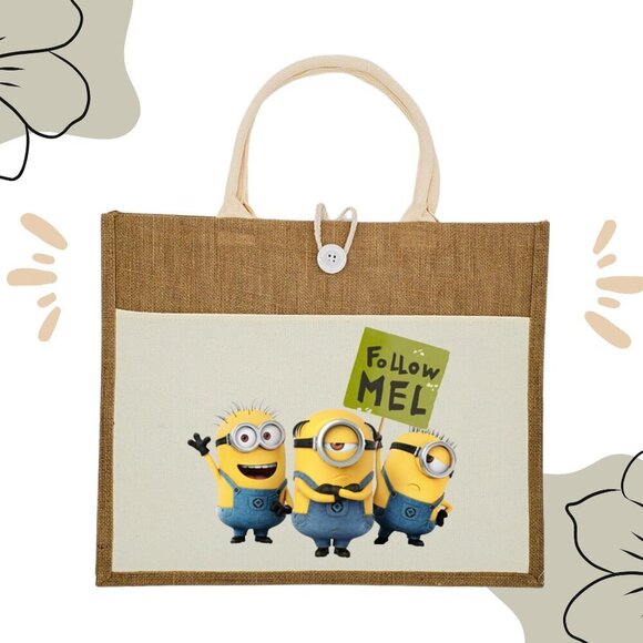 Custom Canvas Tote Bag, Large Size - Minion #2 - Cream Tote or Black Tote - Picture 3 of 16